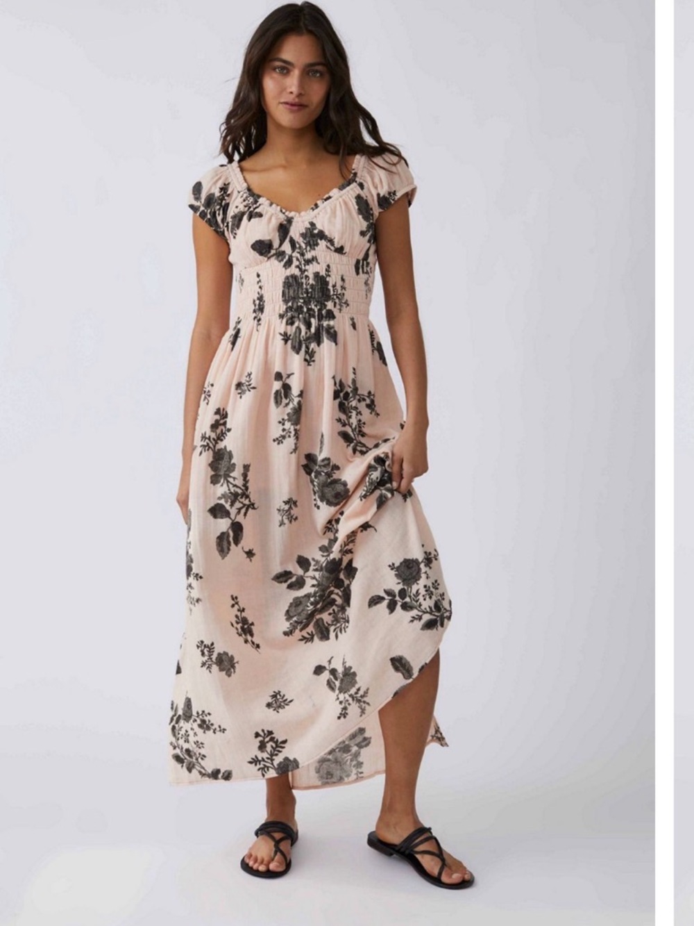 EUC Free People Floral Smocked Maxi Dress